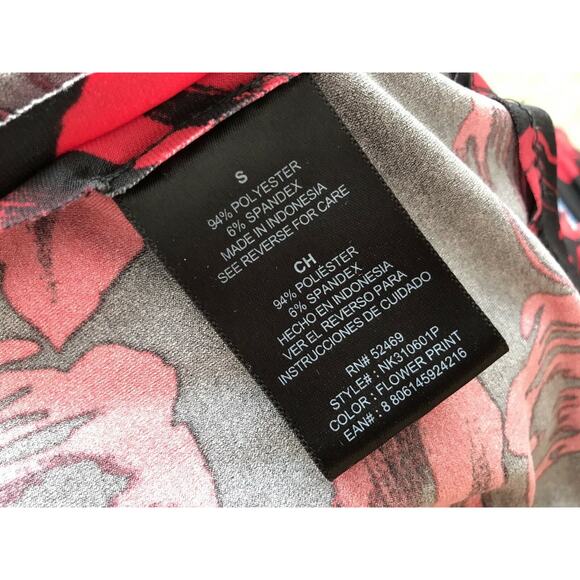 Norma Kamali Tie Wrap Dress Crisscross Black Red Floral Sleeveless Womens Size S - Picture 11 of 12